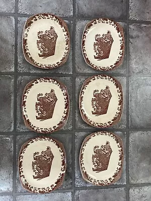 Buy Fab Vintage Beefeater Steak Plates Set Of 6 70s English Ironstone Pottery Brown • 0.99£