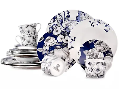 Buy 20 Pc Azur De Limoges Bone China Dinner Tea Set Porcelain Dinnerware Blue Plates • 132.50£