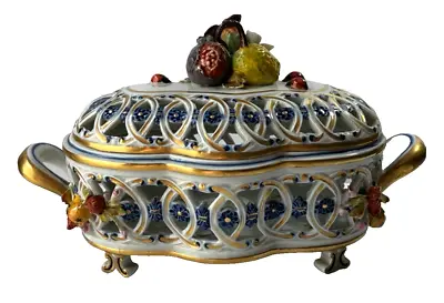 Buy Sevres France Porcelain Hand Painted Box Decorated Butterfly Flowers Fruits • 118.59£