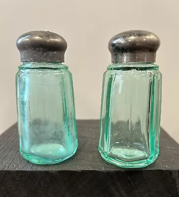 Buy Antique Large Green Depression Glass Salt And Pepper Shakers • 23.62£