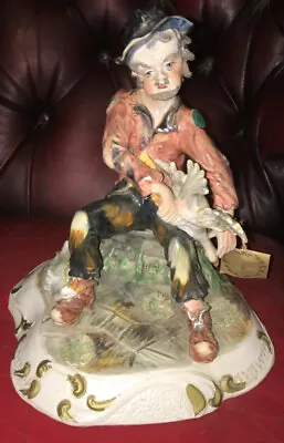 Buy Very Large Capodimonte Ornament Man On Bench Killing Geese 30Cm H. Made In Italy • 55£