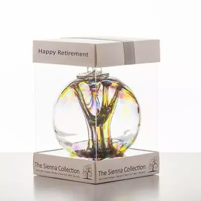 Buy Happy Retirement Present Gift Hanging Ornament Handmade Home Sienna Glass • 17.50£