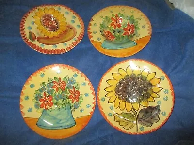 Buy Italy Art Pottery Hand Painted Bright Flower Bowl Wall Decor SET OF 4 Vintage • 23.97£