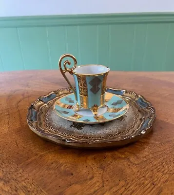 Buy Antique Blue Gold Footed Rw Bavaria Germany Cup And Saucer  • 62.34£