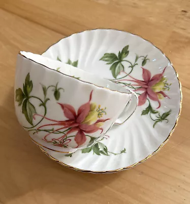 Buy Vintage Adderley Columbine Bone China Tea Cup Saucer England 1789 Wildflowers • 15.63£
