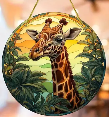 Buy Animal Giraffe Design Suncatcher Stained Glass Effect Home Decor Christmas Gift • 7.99£