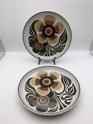 Buy Denby Westbury Set Of 2 Tea Plates 17cm Langley 1970s Stoneware Brown Floral  • 9.95£