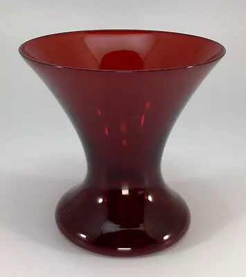 Buy Vintage Ruby Red Glass Vase 4” Tall Mid Century Unique Shape MCM • 12.54£
