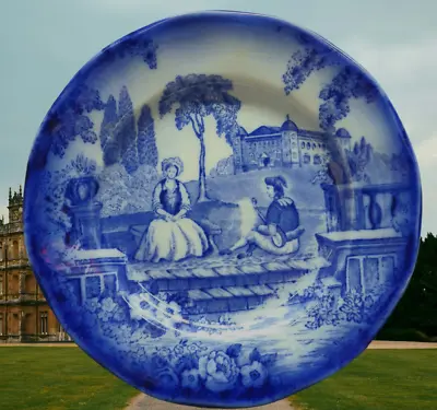 Buy Staffordshire Pottery C1890s Plate Flow Blue Romantic Series China Victorian Era • 53.08£