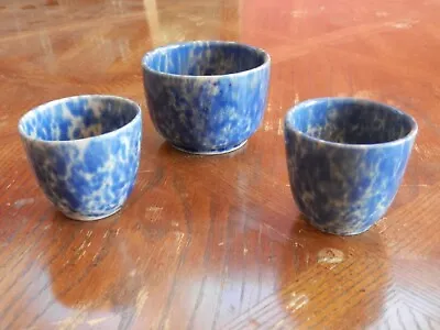 Buy Antique Stoneware Sponged Spatterware Blue Ceramic Cups • 36.24£