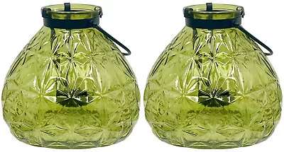 Buy LARGE Glass Candle Lantern With Handle Set Of 2 Tealight Pillar Candle Holders • 34.99£