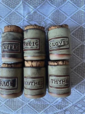 Buy 6 X Tremar Cornwall Pottery Studio Spice Jars Cork Stoppers With Wear • 19.99£
