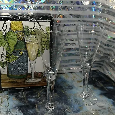 Buy Two Dartington Sharon Champagne Glass Flutes Handmade Crystal FT115/4 F. Thrower • 11.99£