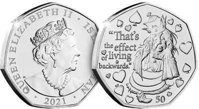 Buy Isle Of Man Coin 50p Pence 2021 Alice Looking-glass White Queen Living Backward  • 3.99£