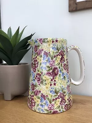 Buy Crown Burslem Staffordshire Yellow & Red Flowers Floral Print Large Pitcher Jug • 15£