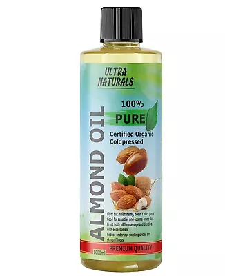 Buy Sweet Almond Oil Organic Cold Pressed Ideal For Massage Skin & Haircare DIY • 19.99£