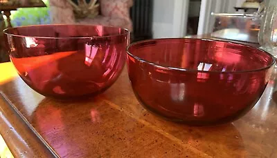 Buy Two Vintage Cranberry Glass Bowl Vintage.  • 12£