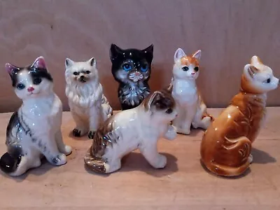 Buy Collection Bone China Vintage Cat Ornaments X 6 Various Colours & Cuteness!  • 17.99£