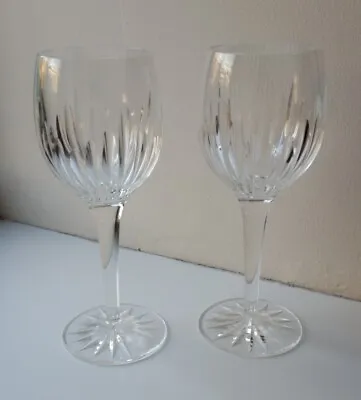 Buy Pair Crystal Cut Glass Hock Wine Glasses • 9£