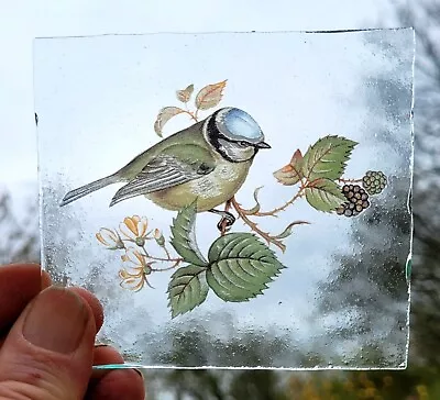 Buy Stained Glass Blue Tit Bird Traditional Kiln Fired 9 Cm X 9 Cm • 19£