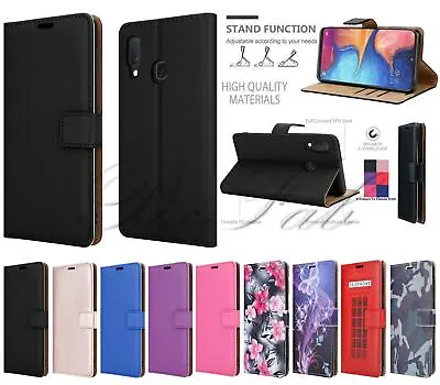 Buy For Samsung Galaxy A20e SM-A202F Genuine Black Leather Wallet Phone Case Cover • 4.95£