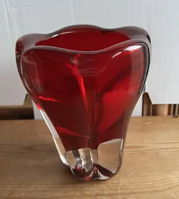 Buy Whitefriars Red Molar Glass Designer Vase By Geoffrey Baxter H18cm • 75£