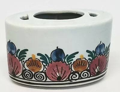 Buy Delft Handpainted Polychrome Floral Oval Holder Vase Three Openings Holland • 13.93£