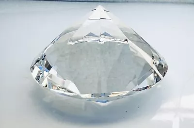 Buy Crystal Glass Paperweight Diamond Gem Large Clear Faceted Swarvorski  Poland • 26£
