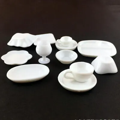 Buy 12PC 1:12 Scale Dolls House Miniatures White Bowl Dish Plate Kitchen Set Plastic • 4.79£