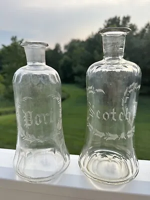 Buy Pair Of Antique Glass Decanters Port And Scotch • 47.66£