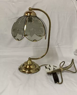 Buy Vintage Gold Metal Table Lamp Glass Shade H40cm- Retro Poole COLLECTION ONLY • 30£