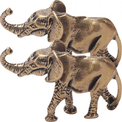 Buy 2pcsantique Animal Ecorations Elephant Shape Ornaments Brass Small Elephant • 6.08£