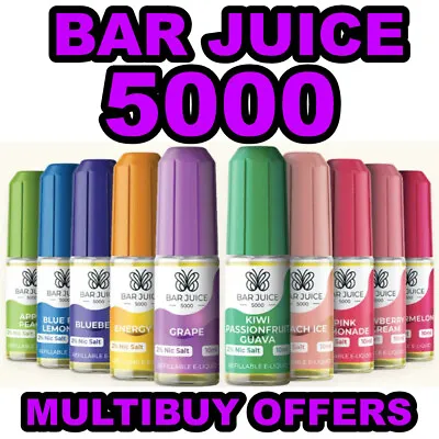Buy BAR JUICE 5000 NIC SALT E LIQUID 5mg 10mg 15mg 20mg Juice, 10ml NEW FLAVOURS • 2.10£