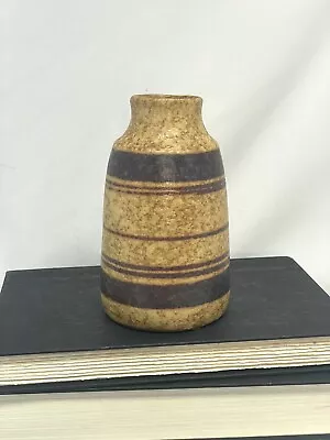 Buy Vintage 1970's Pottery Craft Bud Vase, Tan Brown Stripes, California Stoneware • 25.27£