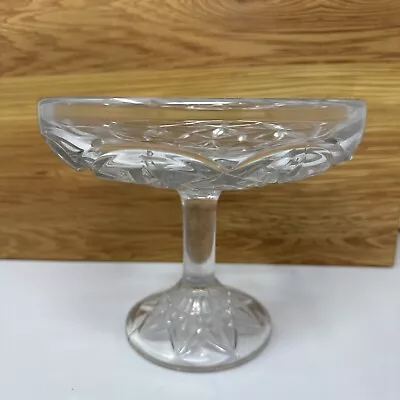 Buy 6 Inch Clear Glass Sweet Dish Stemmed Bowl Etched • 12.50£