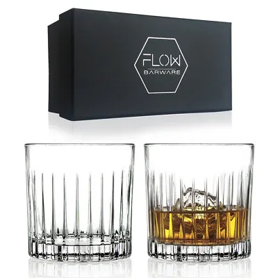 Buy Set Of 2 Crystal Whiskey Glasses Bar Gift Scotch, Bourbon G&T Tumblers BOXED • 19.95£