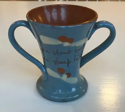 Buy VINTAGE ALLER VALE DEVON POTTERY TWO HANDLED MOTTO VASE PUT A STOUT HEART 3,5in • 9.99£