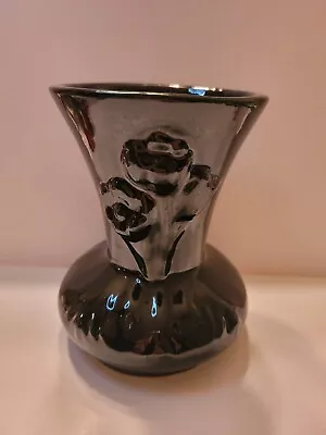 Buy Vintage 1970s Van Briggle Pottery High Gloss Black Crocus Anemone Trumpet. • 52.84£