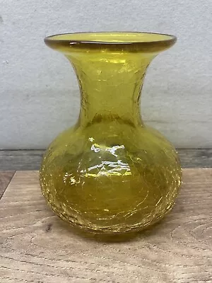 Buy Blenko Yellow/amber Crackle Glass Art Glass Miniature Vase • 23.72£