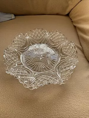 Buy Vintage Glass Bowl Dish Serving Plate Cut Glass • 4£