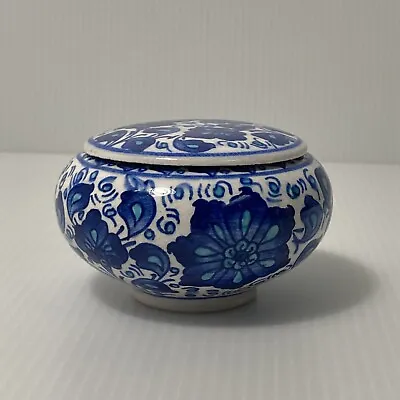 Buy Turkish Pottery Art Vase W/Lid, Kutahya Special Hand Made Gini Blue Floral 2.5  • 62.86£