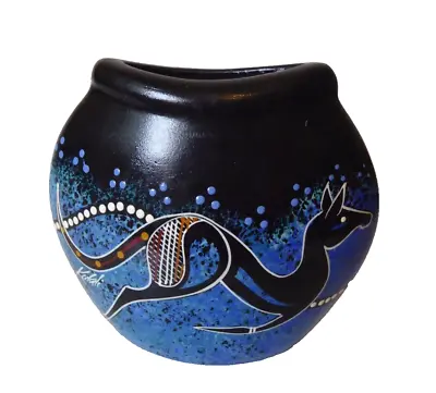 Buy Waterhole Dreaming - Aboriginal Australian Designs Pottery Vase By Kulali Signed • 28£