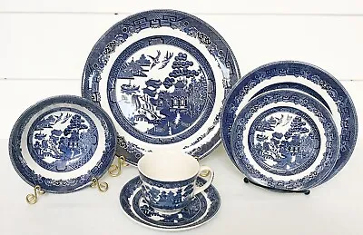 Buy Johnson Brothers BLUE WILLOW 6 Piece Place Setting Made In England-Listing B • 75.76£