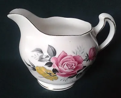Buy Royal Vale Milk Jug Bone China Creamer Pink Roses Yellow Flowers Pattern 7515 • 19.95£