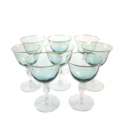 Buy 8 Art Deco Vintage Holmegaard Nephrite Green Viol White Wine Glasses Jacob Bang • 153.84£