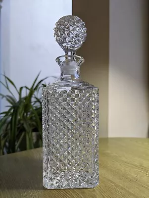 Buy Vintage Cut Glass Decanter Hobnail Diamond Cut Mid 20th Century Beautiful  • 26.50£