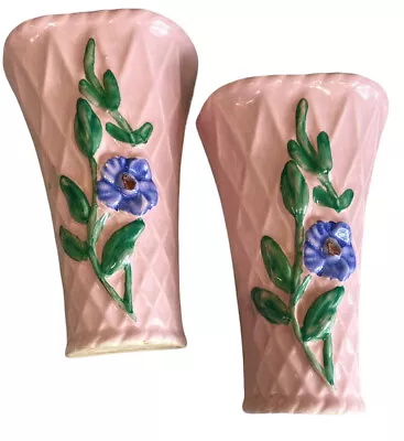 Buy MCM Wall Pockets Floral Pottery Perfect For Decorating A Mid Century Modern Bath • 19.28£