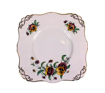 Buy Tuscan Fine English Bone China Pink Square Floral Plate Serving Cake  • 13.50£