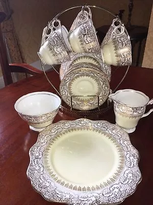 Buy Antique Royal Stafford Bone China 21Pc Tea Set Gold/Gilt 6 Cups,saucers & Plates • 85£