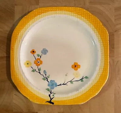 Buy Art Deco Orange And Yellow Floral Swinnertons Hampton Ivory Tea Plate Side Plate • 14£